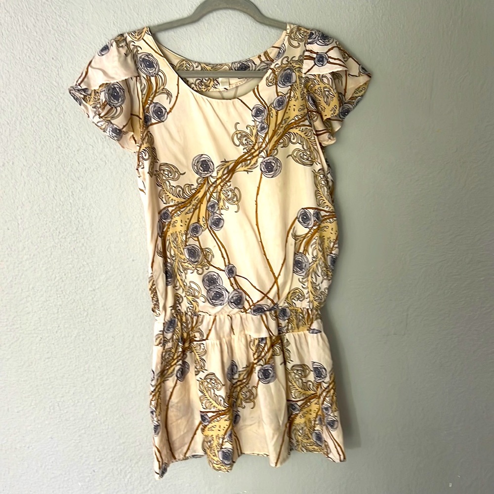 Silk mini dress with floral vine print size small